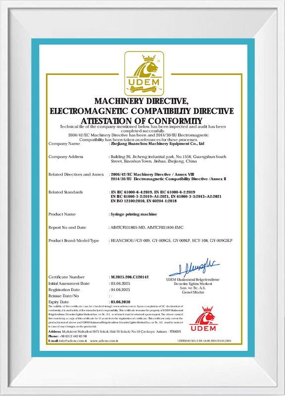 Syringe printing machine CE Certification